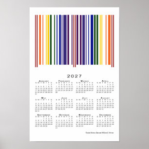 Doppelter Regenbogen-Barcode-Kalender 2027 Poster