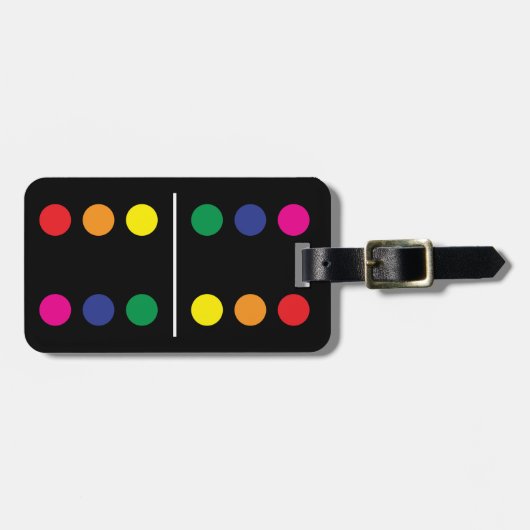 Doppelter Regenbogen-Domino-Gepäckanhänger Gepäckanhänger (Vorderseite horizontal)