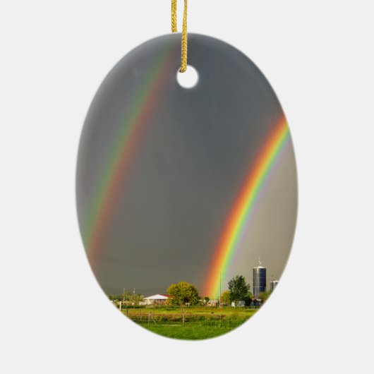 Doppelter Regenbogen Idahos Keramik Ornament (Hinten)