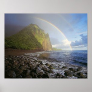 Doppelter Regenbogen über den Klippen des Nordens Poster