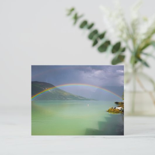 Doppelter Regenbogen über der Postkarte des Fjords (Stehend Vorderseite)