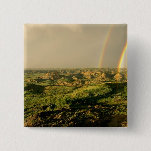 Doppelter Regenbogen über Painted Canyon in Theodo Button (Vorderseite)