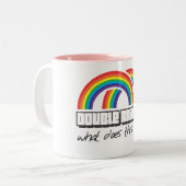Doppelter Regenbogen, was tut gemeines dieses? Zweifarbige Tasse (Vorderseite Links)