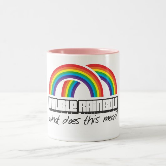 Doppelter Regenbogen, was tut gemeines dieses? Zweifarbige Tasse (Mittel)