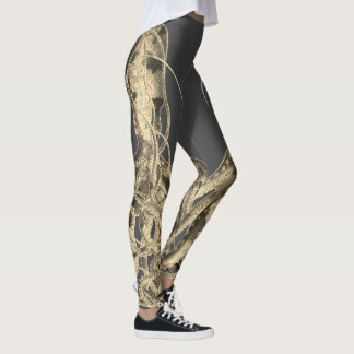 Doppelter Sepia Octopus auf Schiefergrauen Legging Leggings