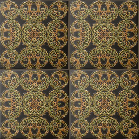 Doppelter Tree des Lebens Imitate auf schwarzem Em Fliese