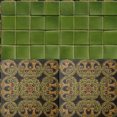 Doppelter Tree des Lebens Imitate auf schwarzem Em Fliese