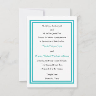 Doppelter Türkiser Rand - 3x5 Hochzeitseinladung Einladung