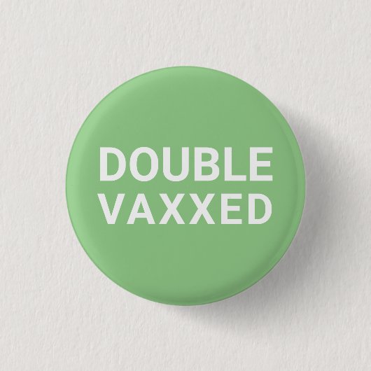 Doppelter Vaxxed Salbei-grün-Impfknopf Button (Vorderseite)