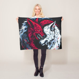 Doppelter Wilder Mondwolf Fleecedecke
