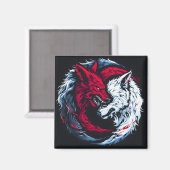 Doppelter Wilder Mondwolf Magnet (Vorderseite/Rückseite)