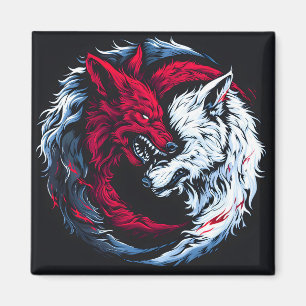 Doppelter Wilder Mondwolf Magnet