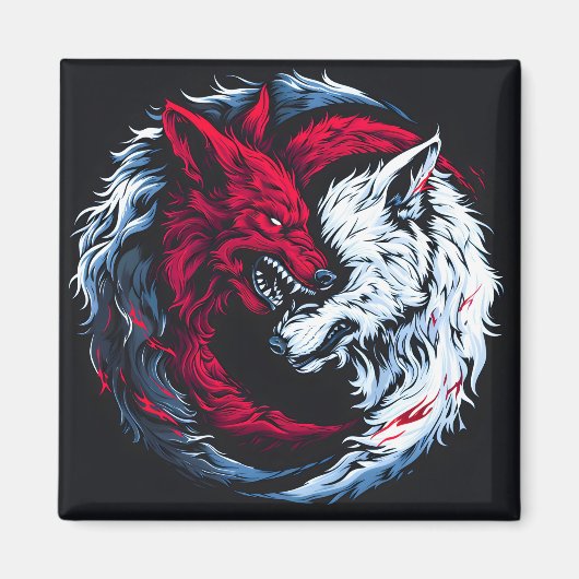 Doppelter Wilder Mondwolf Magnet (Vorne)