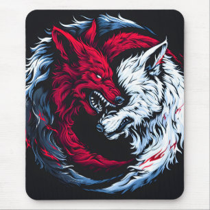 Doppelter Wilder Mondwolf Mousepad