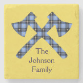 Doppeltes Ax auf gelbem Hintergrund Steinuntersetzer (Vorderseite)