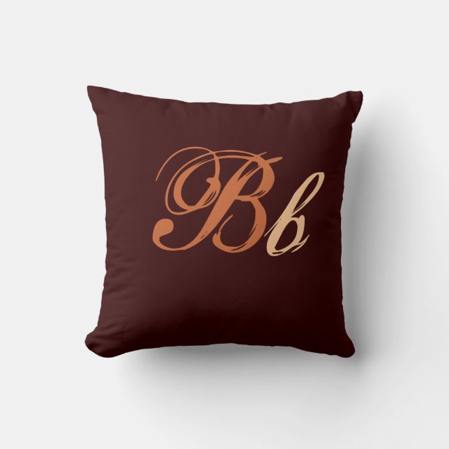Doppeltes b-Monogramm in Brown und in Beige I Kissen (Vorderseite)