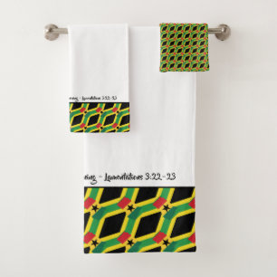 Doppeltes Erbe GHANA JAMAICA FLAG Personalisie Badhandtuch Set