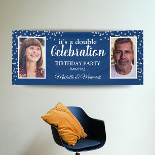 Doppeltes Foto 2 Personen Geburtstagsfeier Banner