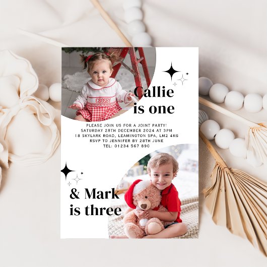 Doppeltes Foto Gemeinsame Geburtstagseinladung Einladung