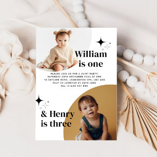 Doppeltes Foto Gemeinsame Geburtstagseinladung Einladung