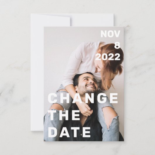 Doppeltes Foto modern groß und kühn ändern das Dat Einladung (Vorderseite)