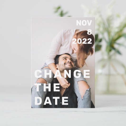 Doppeltes Foto modern groß und kühn ändern das Dat Einladung (Stehend Vorderseite)