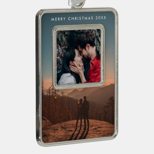 Doppeltes Foto Rahmen-Ornament Silber (Rechts)