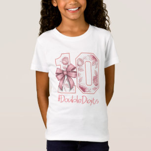 Doppeltes Geburtstagsmädchen mit 10 rosa Coquette- T-Shirt