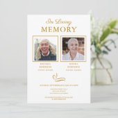Doppeltes Gedenkfoto-Goldschrift-Funeral Einladung (Stehend Vorderseite)