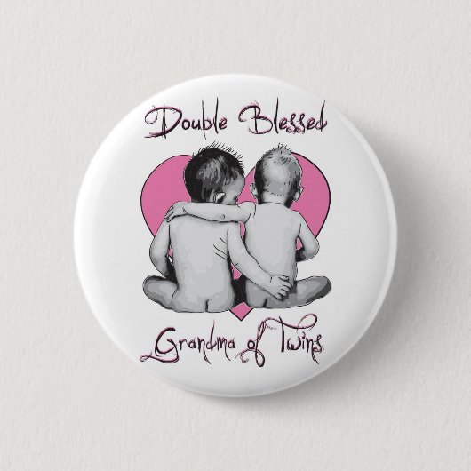 DOPPELTES GESEGNET   --GROSSMUTTER DER ZWILLINGE BUTTON (Vorderseite)