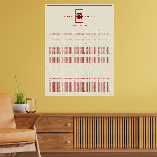Doppeltes Glück 囍 Chinesischer Hochzeitssitzplan Poster