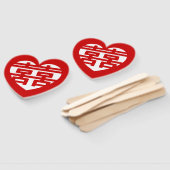 Doppeltes Glück 囍 Shuangxi Chinesisches Hanzi Herz Fächer (Non-assembled)