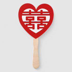 Doppeltes Glück 囍 Shuangxi Chinesisches Hanzi Herz Fächer