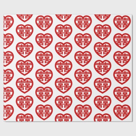 Doppeltes Glück 囍 Shuangxi Chinesisches Hanzi Herz Geschenkpapier (Flach)