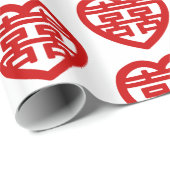 Doppeltes Glück 囍 Shuangxi Chinesisches Hanzi Herz Geschenkpapier (Rolleneckpunkt)