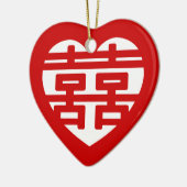 Doppeltes Glück 囍 Shuangxi Chinesisches Hanzi Herz Keramik Ornament (Links)