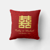 Doppeltes Glück Blumenmuster Chinesische Hochzeit Kissen (Rückseite)