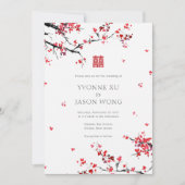 Doppeltes Glück Chinesisch Rot Elegante Hochzeit Einladung (Vorderseite)