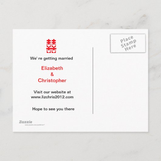 Doppeltes Glück Chinesisch Save the Date Postkarte (Rückseite)