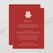 Doppeltes Glück | Chinesische WEDD Gast Details Begleitkarte (Vorne/Hinten)