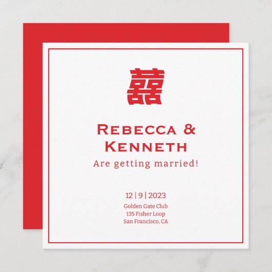 Doppeltes Glück chinesischer Amerikaner Save the D Einladung (Vorne/Hinten)