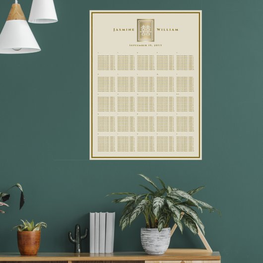 Doppeltes Glück Chinesischer Hochzeitssitzplan Poster (Wohnzimmer 1)