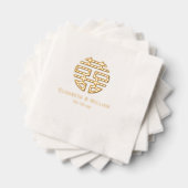 Doppeltes Glück Chinesisches Symbol Hochzeitdatum Servietten Mit Folie (Insitu (Gestapelt))