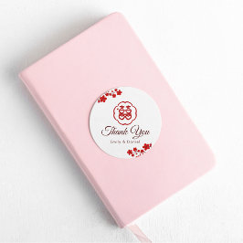 Doppeltes Glück Elegante Chinesische Hochzeit Dank Runder Aufkleber