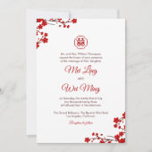 Doppeltes Glück Elegante chinesische Hochzeit Einladung (Vorderseite)