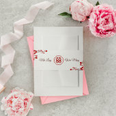 Doppeltes Glück Elegante chinesische Hochzeit Einladungsbanderole