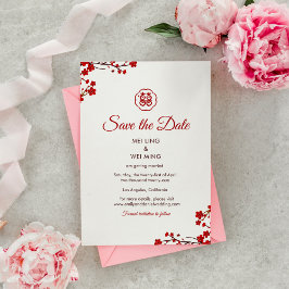 Doppeltes Glück Elegante chinesische Hochzeit Save The Date