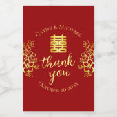 Doppeltes Glück floral danke Ihnen chinesischen Ho Weinetikett (Einzelnes Label)