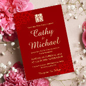 Doppeltes Glück floraler Hintergrund Chinesische H Folieneinladung