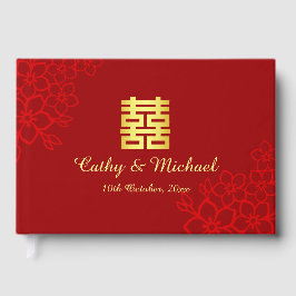 Doppeltes Glück floraler Hintergrund Chinesische H Gästebuch